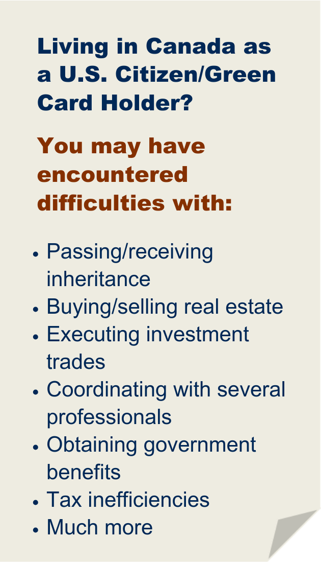Wealth challenges for US citizens living in Canada